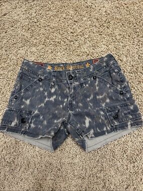 Rock Revival Women's Blue Acid-Wash Cargo Shorts